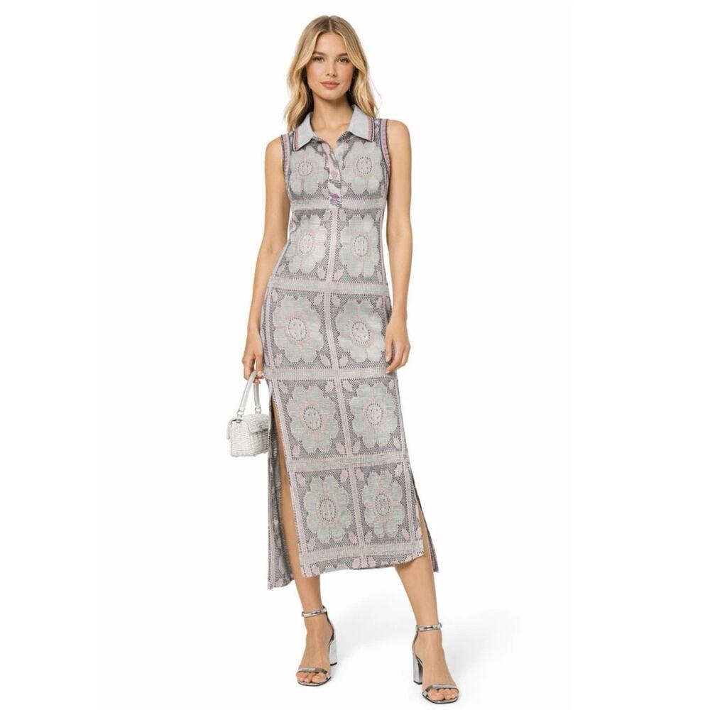Anna Sui Floral Knit Midi Dress Size M